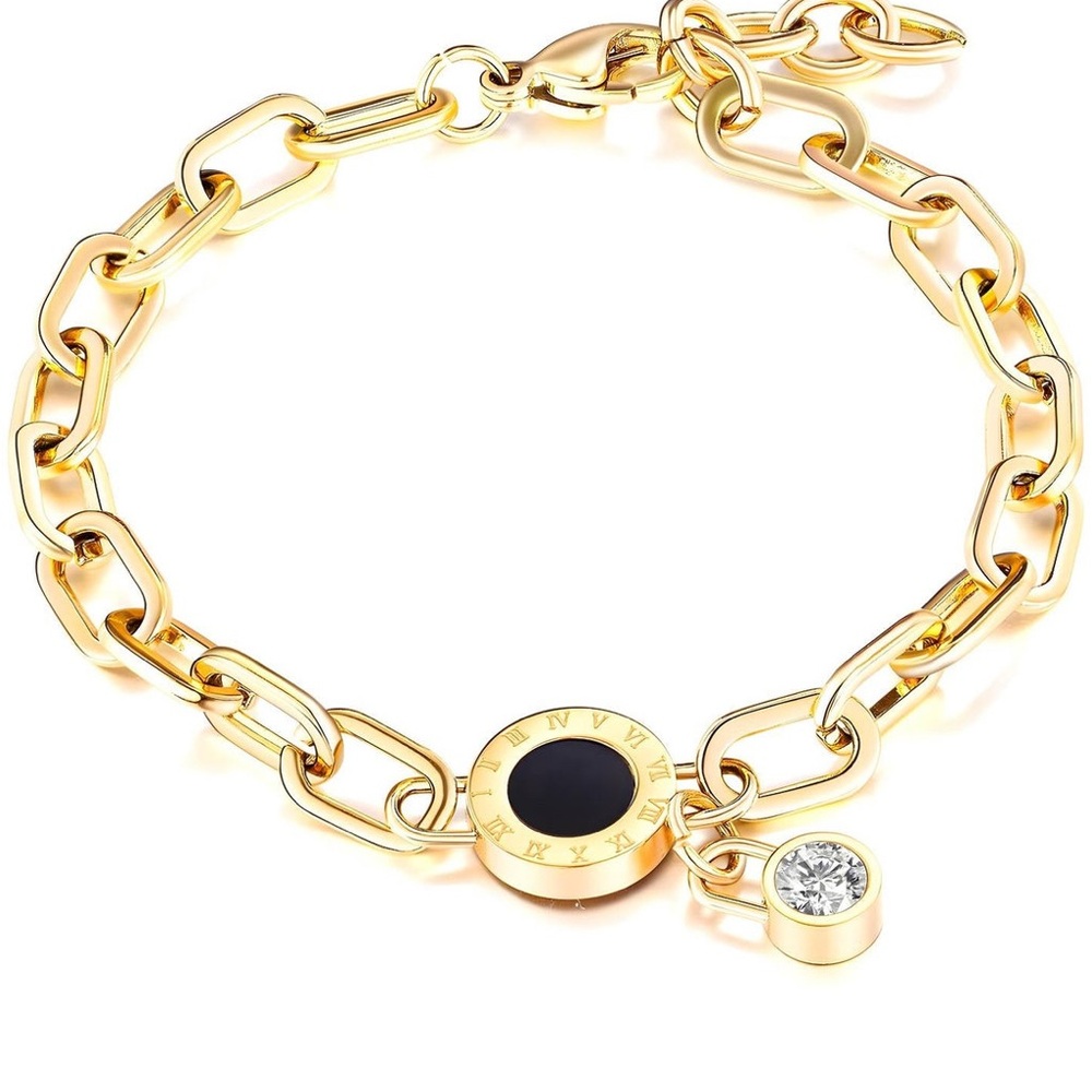 Elegant Gold Bracelet with Black Accent